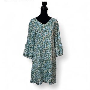 BELONGSCI Elegant Floral V-Neck Dress XXL With Ruffle Sleeves NWT.
